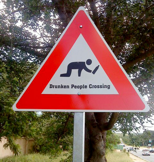 Drunk people crossing