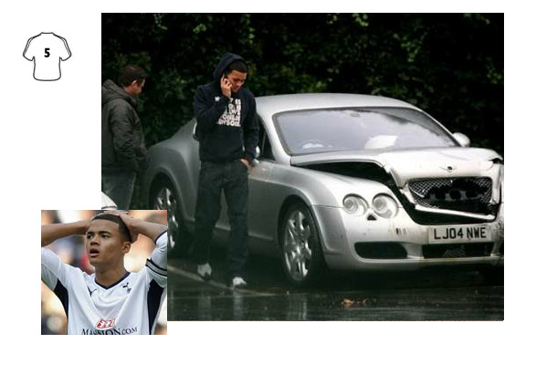 Jermaine Jenas and his crashed bentley Continental GT